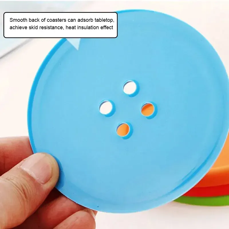 Funki Buys | Coasters | Button Shaped Silicone Coasters 5 Pcs