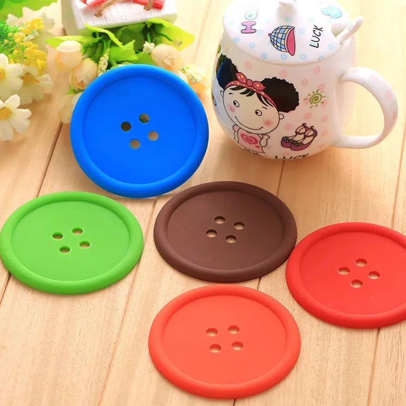 Funki Buys | Coasters | Button Shaped Silicone Coasters 5 Pcs