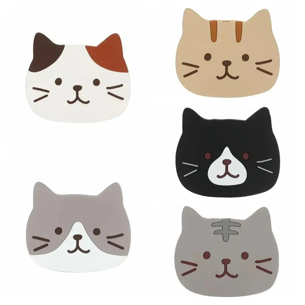 Funki Buys | Coasters | Cartoon Cat Silicone Drink Mats 5 Pcs