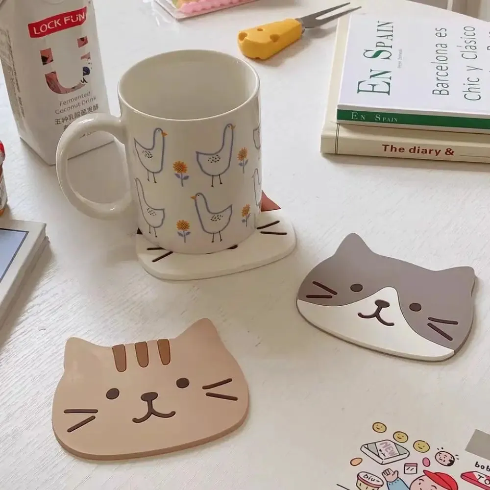 Funki Buys | Coasters | Cartoon Cat Silicone Drink Mats 5 Pcs