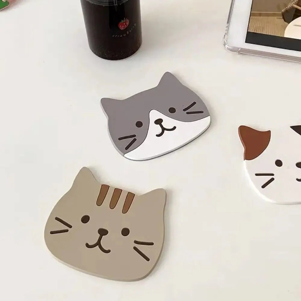 Funki Buys | Coasters | Cartoon Cat Silicone Drink Mats 5 Pcs