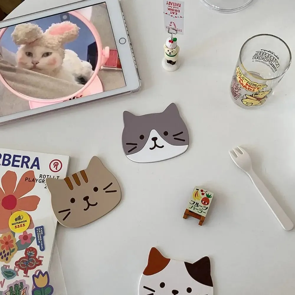 Funki Buys | Coasters | Cartoon Cat Silicone Drink Mats 5 Pcs