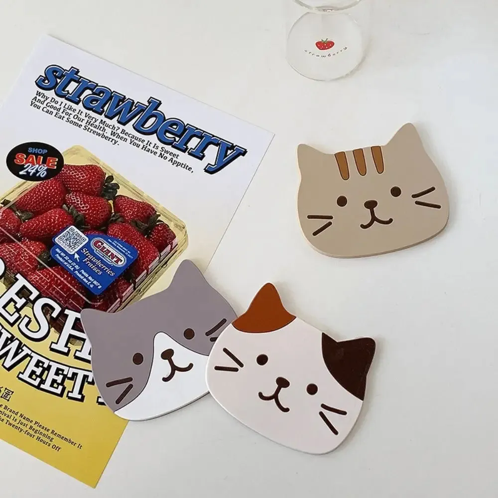 Funki Buys | Coasters | Cartoon Cat Silicone Drink Mats 5 Pcs