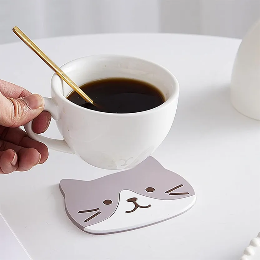 Funki Buys | Coasters | Cartoon Cat Silicone Drink Mats 5 Pcs