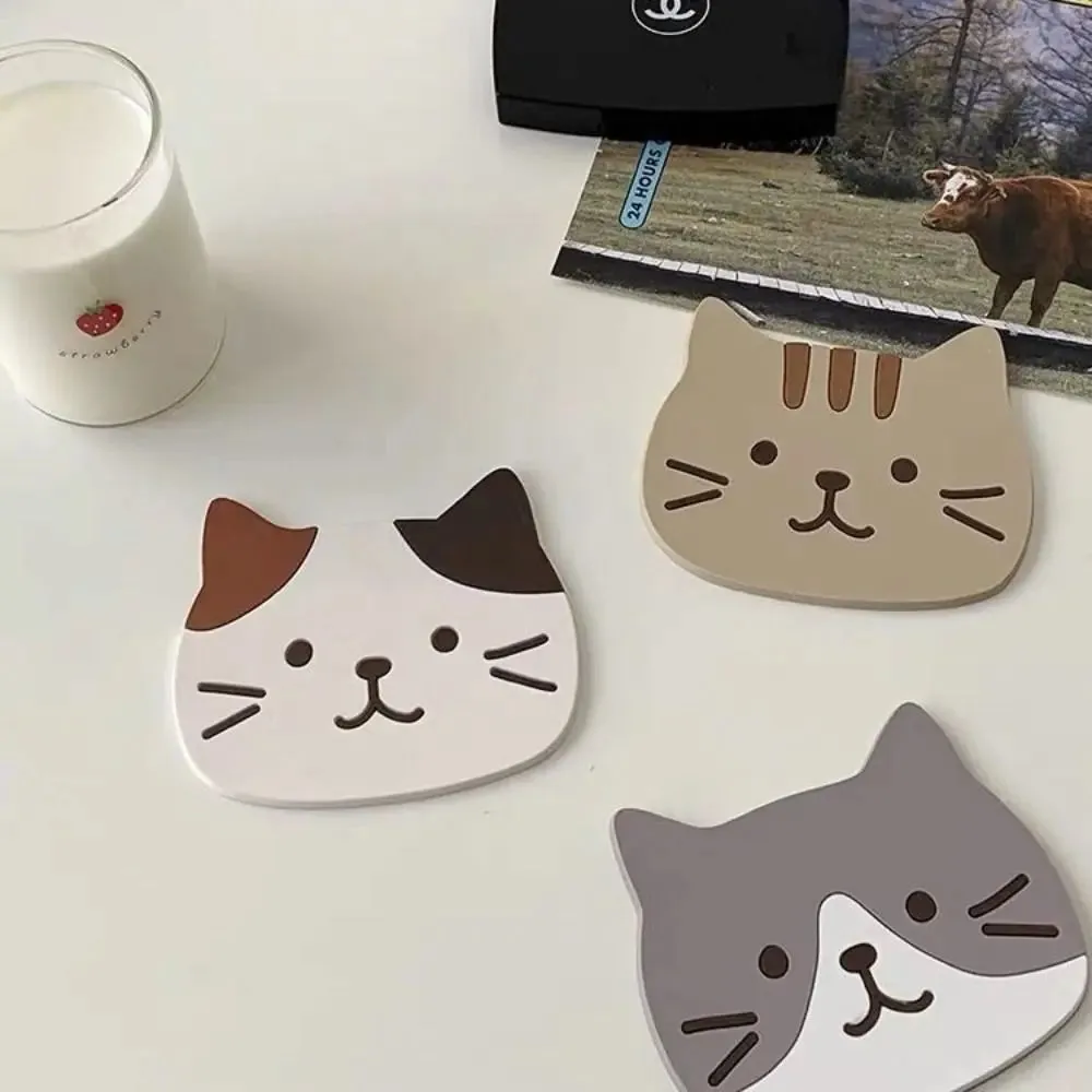 Funki Buys | Coasters | Cartoon Cat Silicone Drink Mats 5 Pcs