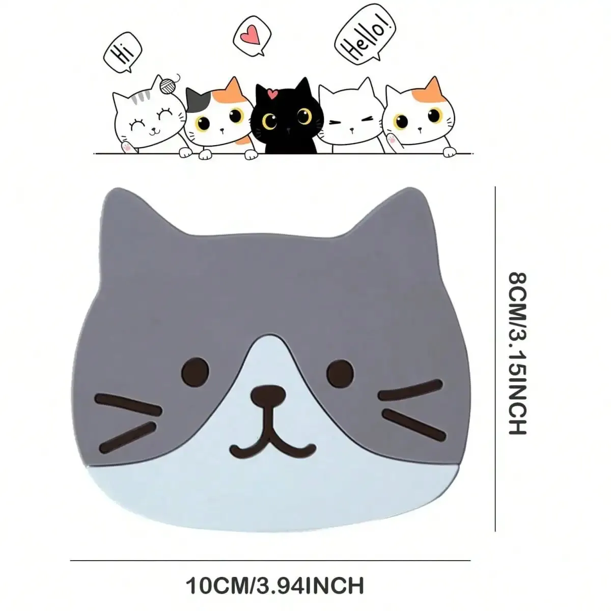Funki Buys | Coasters | Cartoon Cat Silicone Drink Mats 5 Pcs