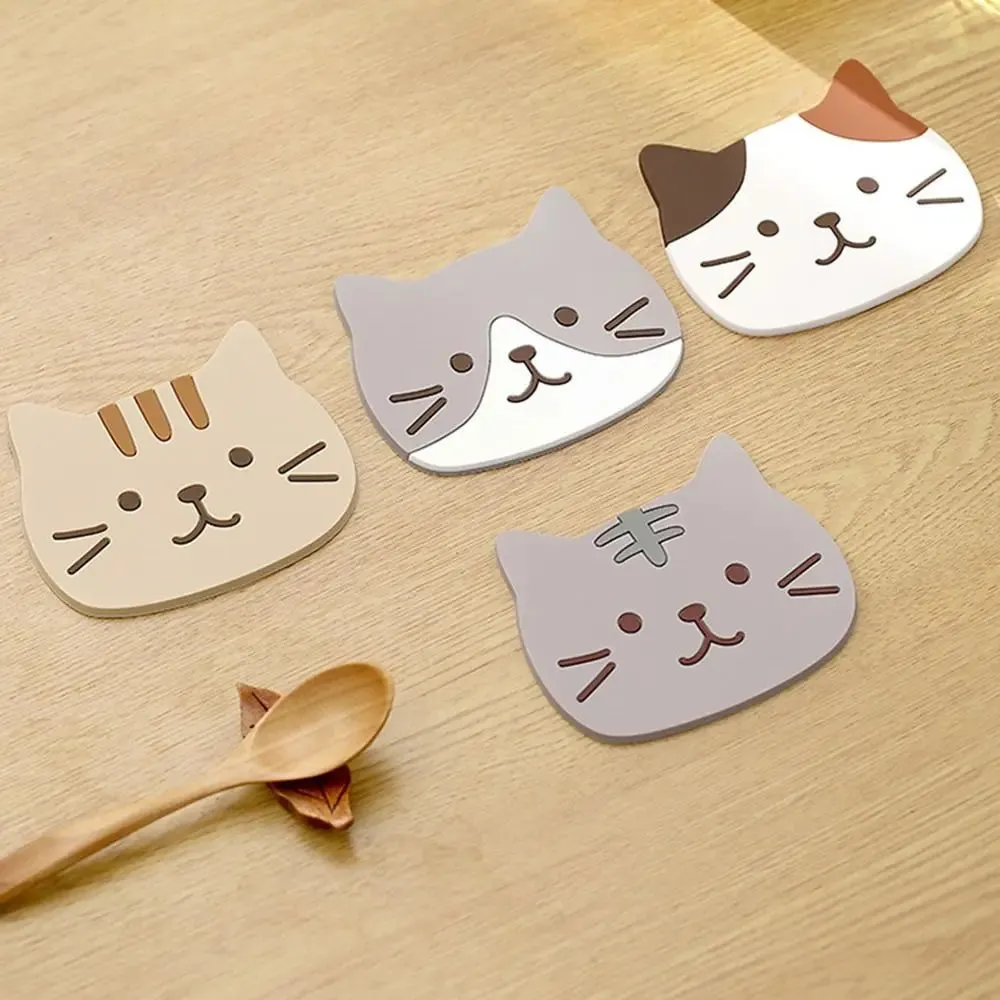 Funki Buys | Coasters | Cartoon Cat Silicone Drink Mats 5 Pcs