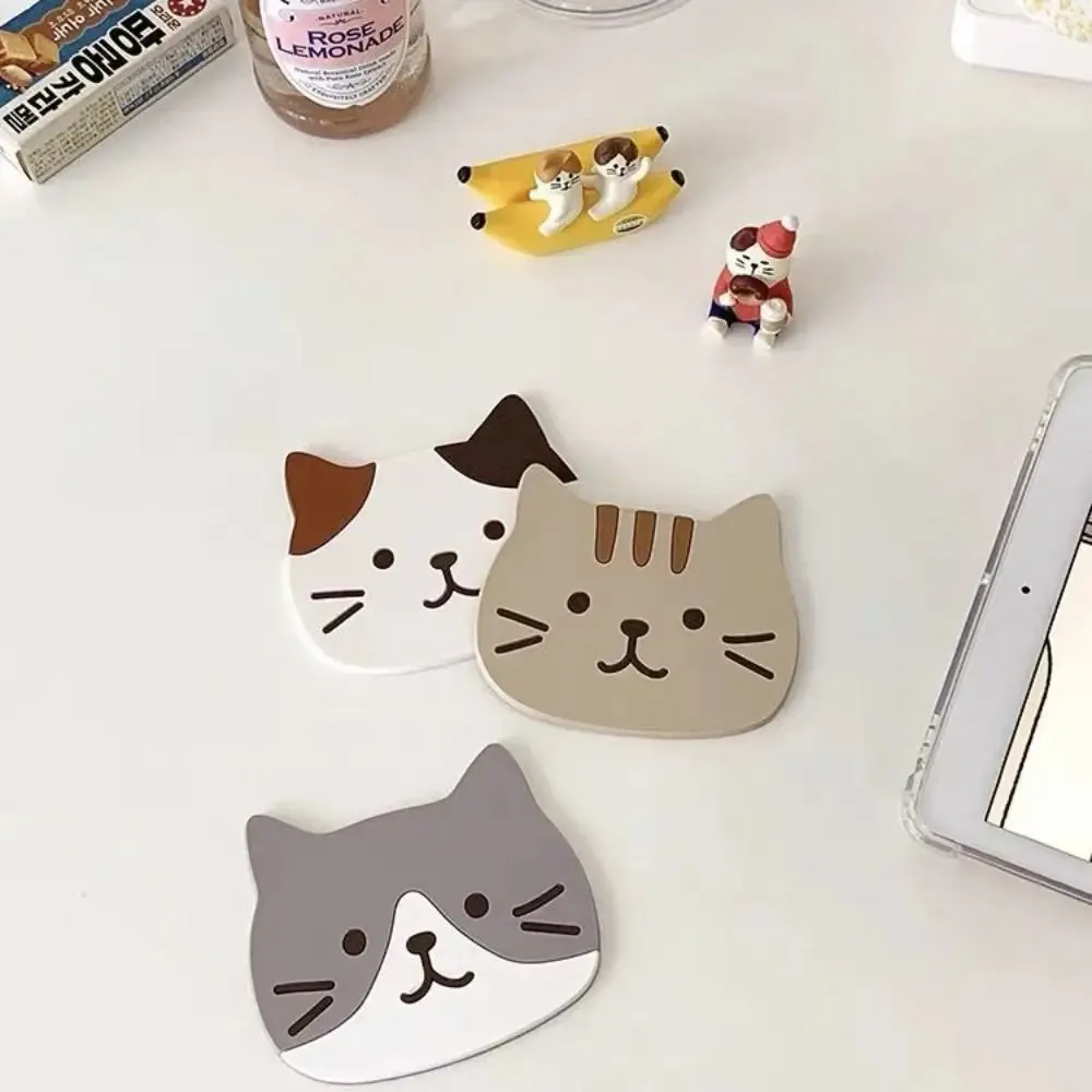 Funki Buys | Coasters | Cartoon Cat Silicone Drink Mats 5 Pcs