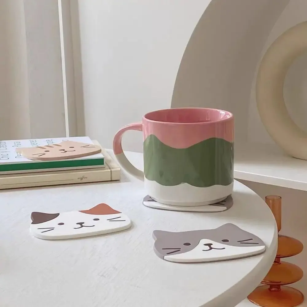 Funki Buys | Coasters | Cartoon Cat Silicone Drink Mats 5 Pcs