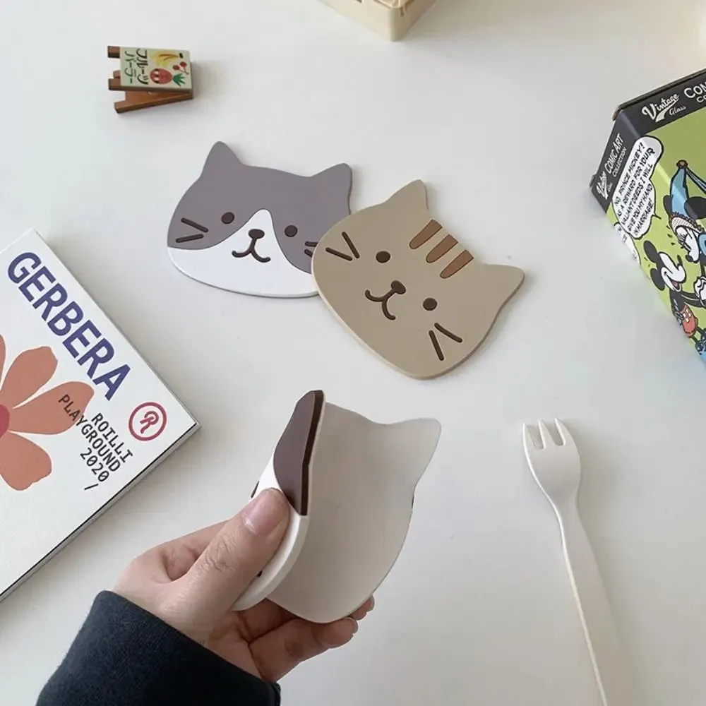 Funki Buys | Coasters | Cartoon Cat Silicone Drink Mats 5 Pcs