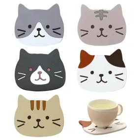 Funki Buys | Coasters | Cartoon Cat Silicone Drink Mats 5 Pcs