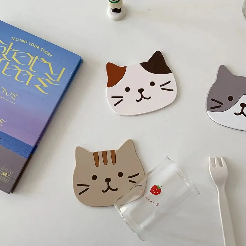 Funki Buys | Coasters | Cartoon Cat Silicone Drink Mats 5 Pcs