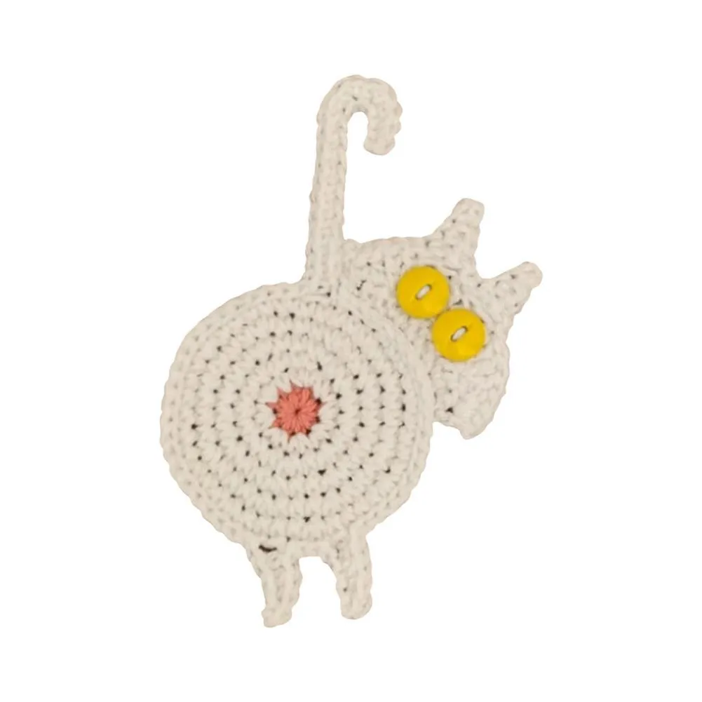 Funki Buys | Coasters | Cat Butt Crochet Drink Coaster Set 4 Pcs