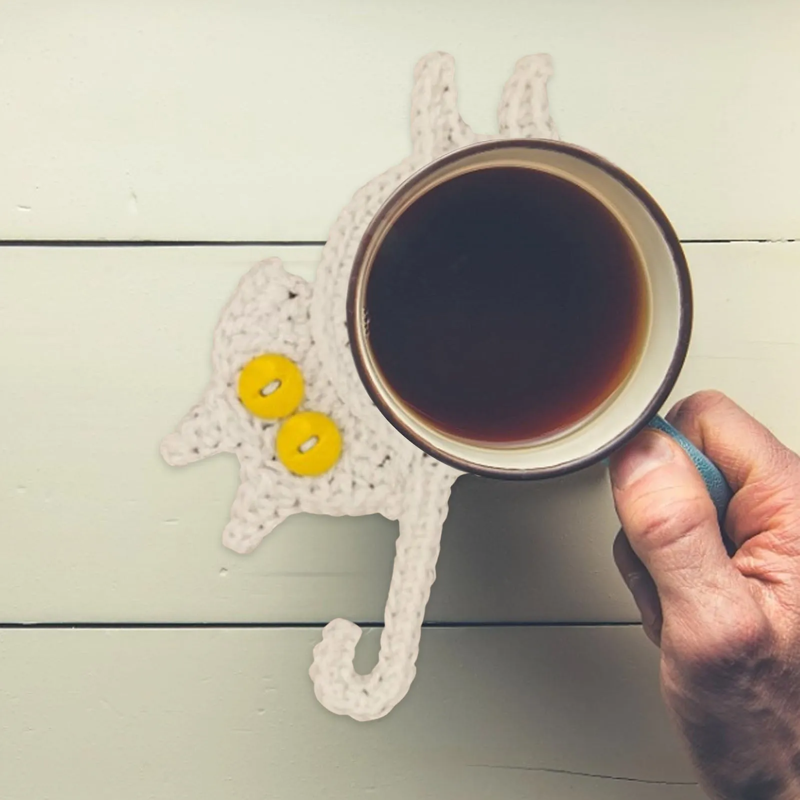Funki Buys | Coasters | Cat Butt Crochet Drink Coaster Set 4 Pcs