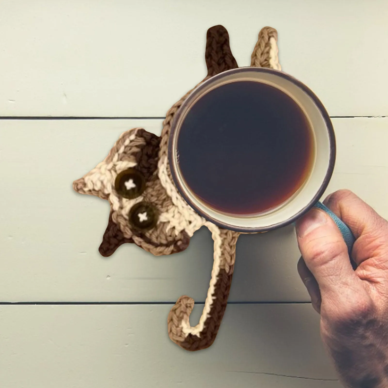 Funki Buys | Coasters | Cat Butt Crochet Drink Coaster Set 4 Pcs