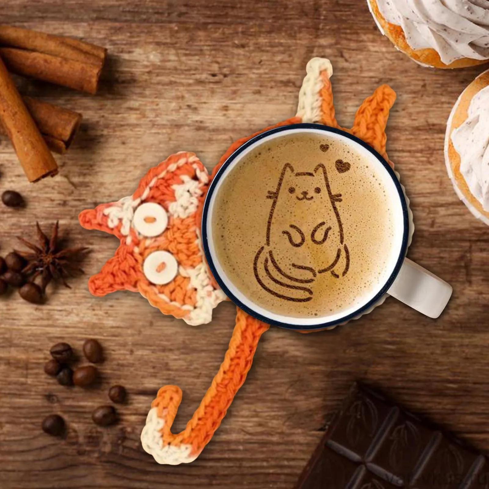 Funki Buys | Coasters | Cat Butt Crochet Drink Coaster Set 4 Pcs