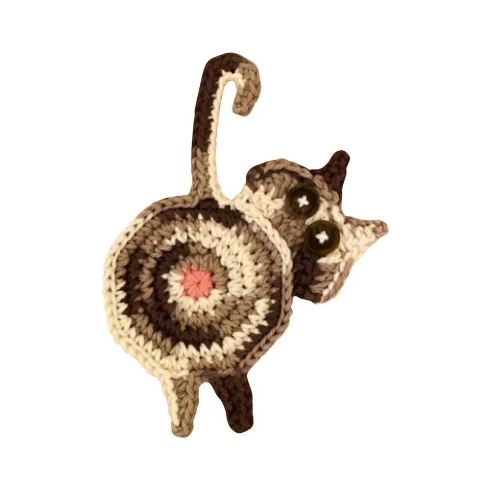 Funki Buys | Coasters | Cat Butt Crochet Drink Coaster Set 4 Pcs