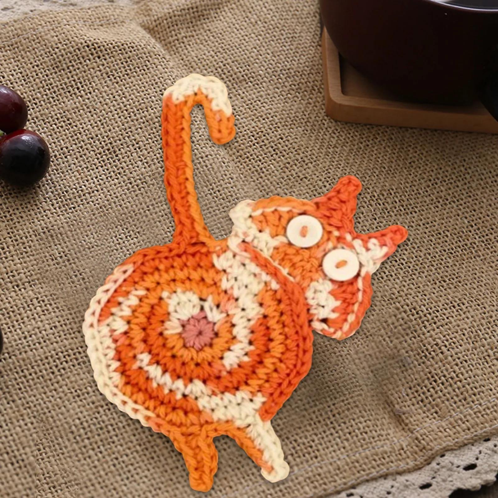 Funki Buys | Coasters | Cat Butt Crochet Drink Coaster Set 4 Pcs