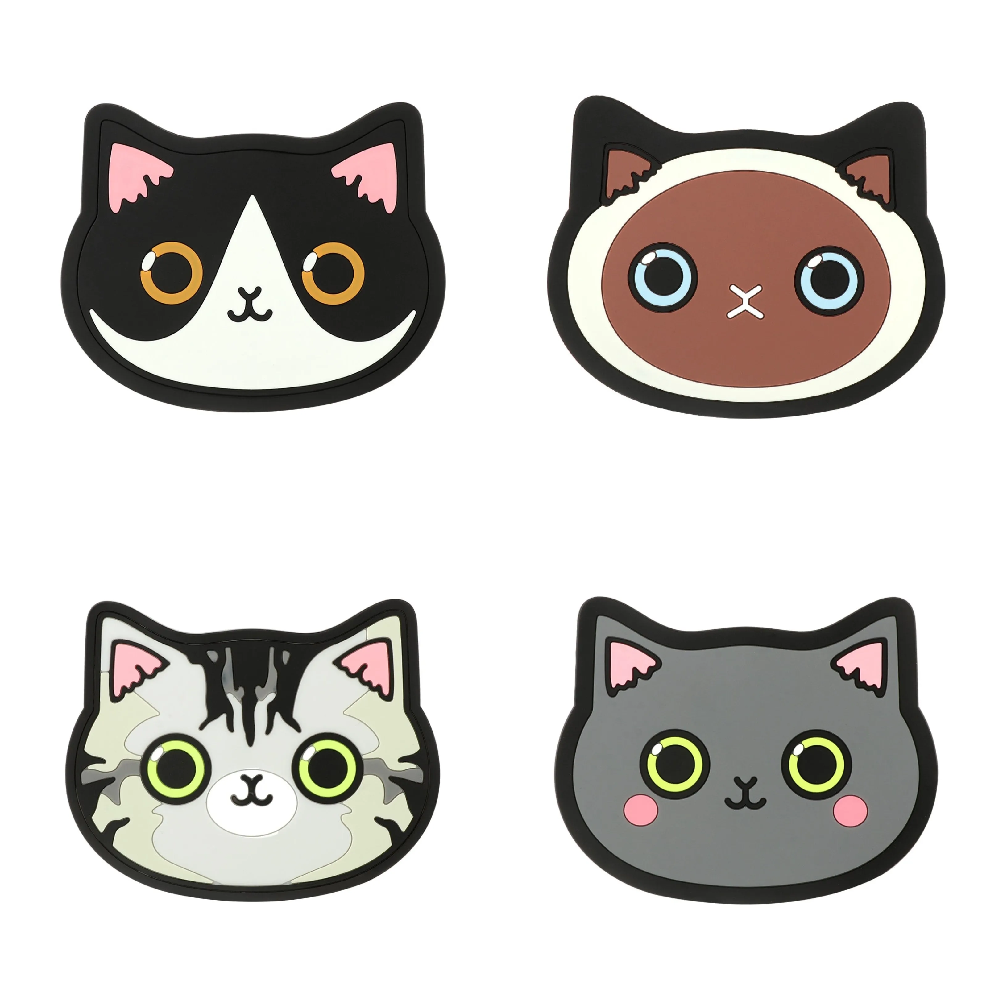Funki Buys | Coasters | Cute Cartoon Cat Face Cup Mats 6 Pcs