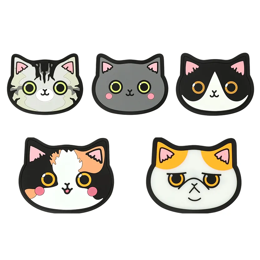 Funki Buys | Coasters | Cute Cartoon Cat Face Cup Mats 6 Pcs