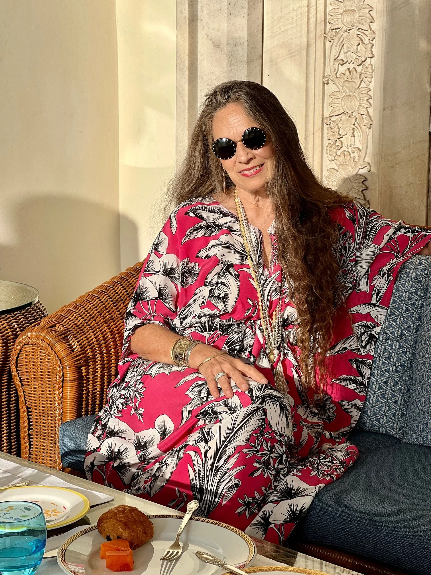 Giardino Azalea Italian Silk Maxi Kaftan