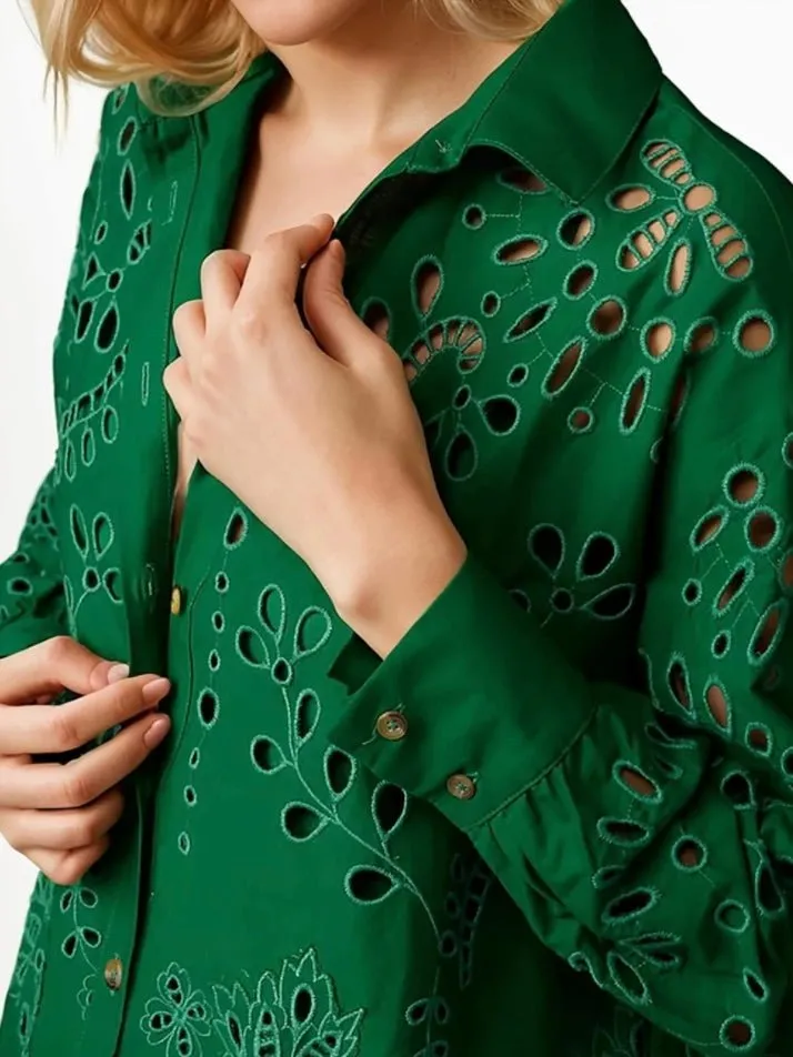 Green lace mini dress