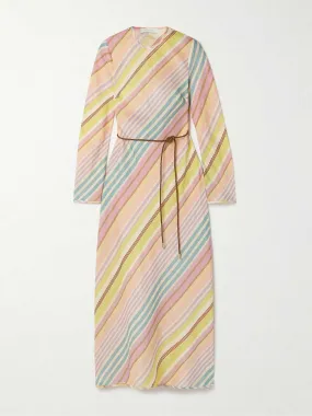 Halliday belted striped linen maxi dress