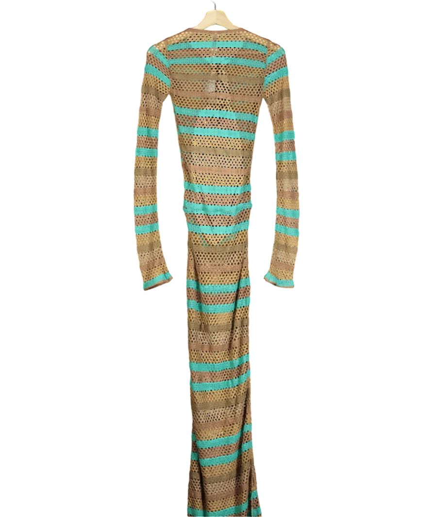 Jaded London Brown Allure Stripe Knitted Maxi Dress UK S