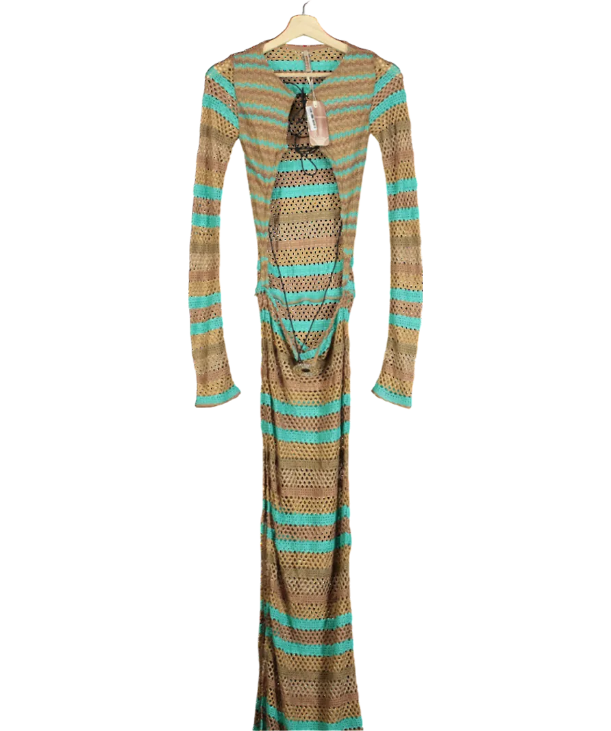 Jaded London Brown Allure Stripe Knitted Maxi Dress UK S
