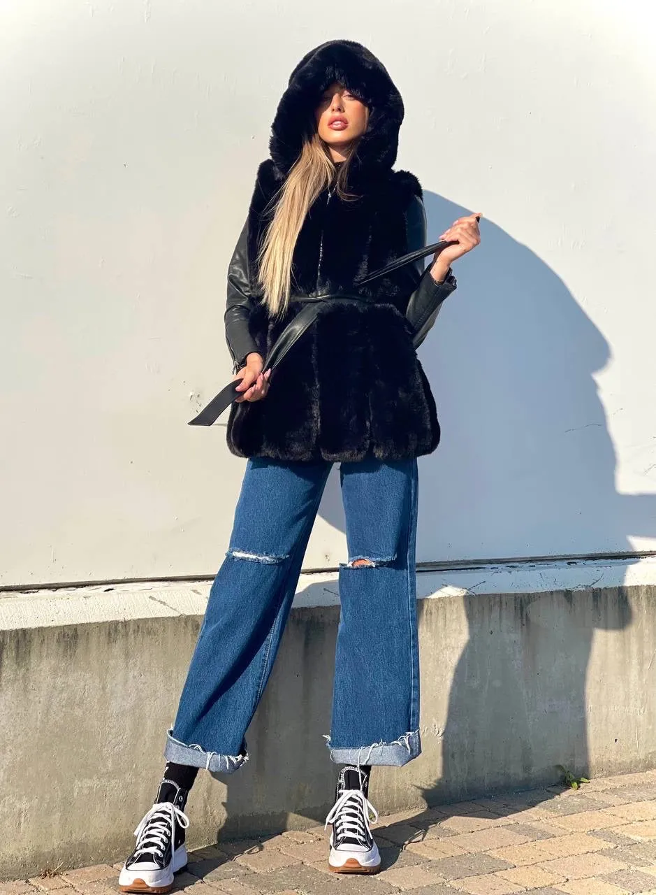 Jeans wide leg bagno medio