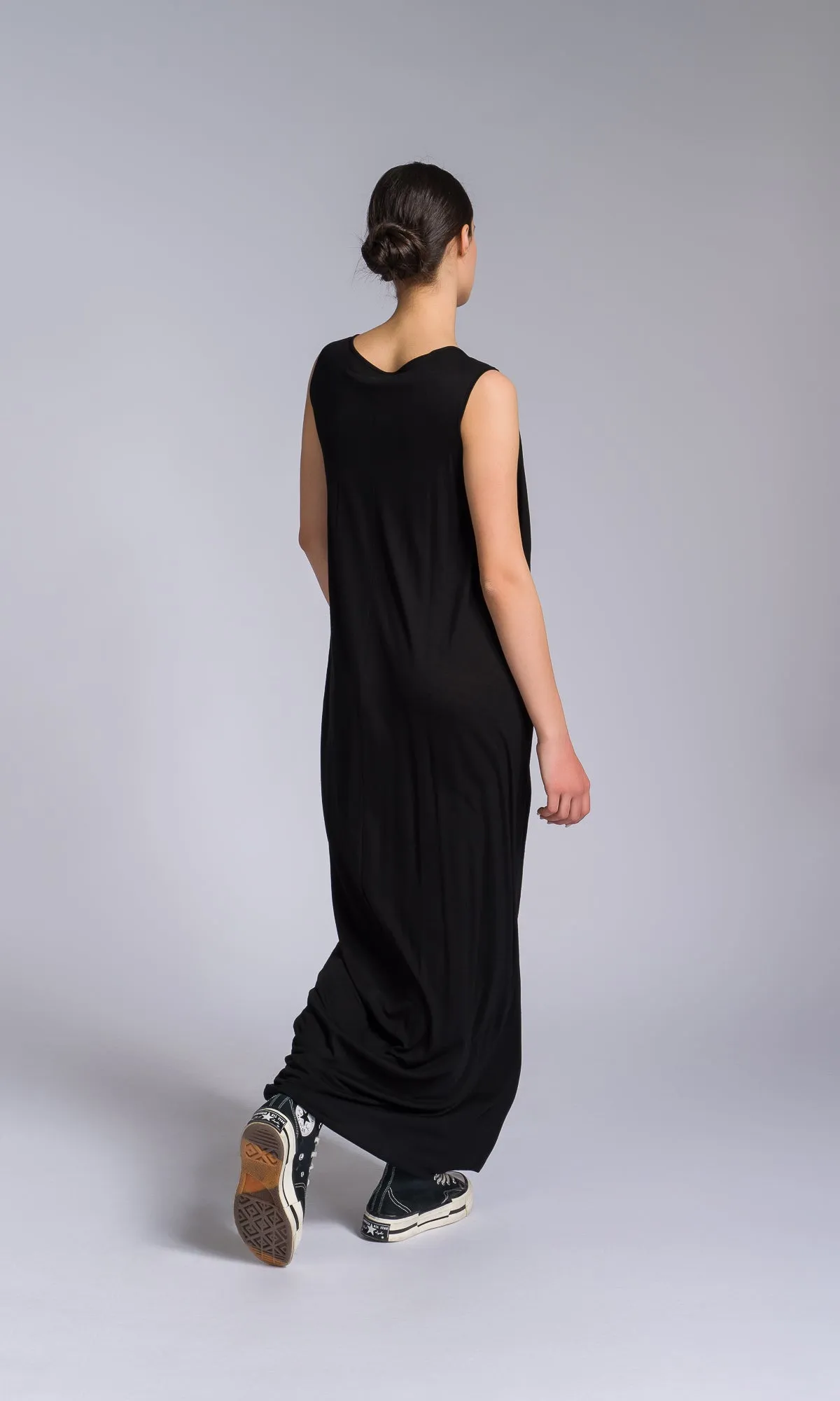 Jersey Dress with Asymmetric Draped Hem