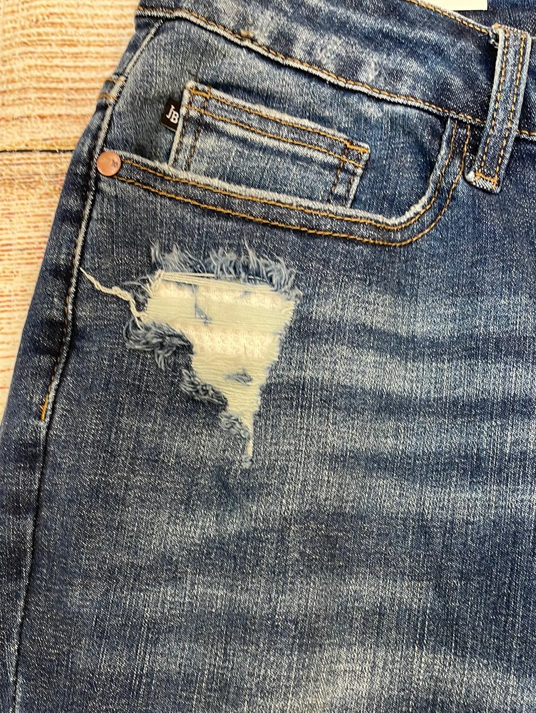 Judy Blue Mid-Rise Skinny Thermal Patch Insert Jeans