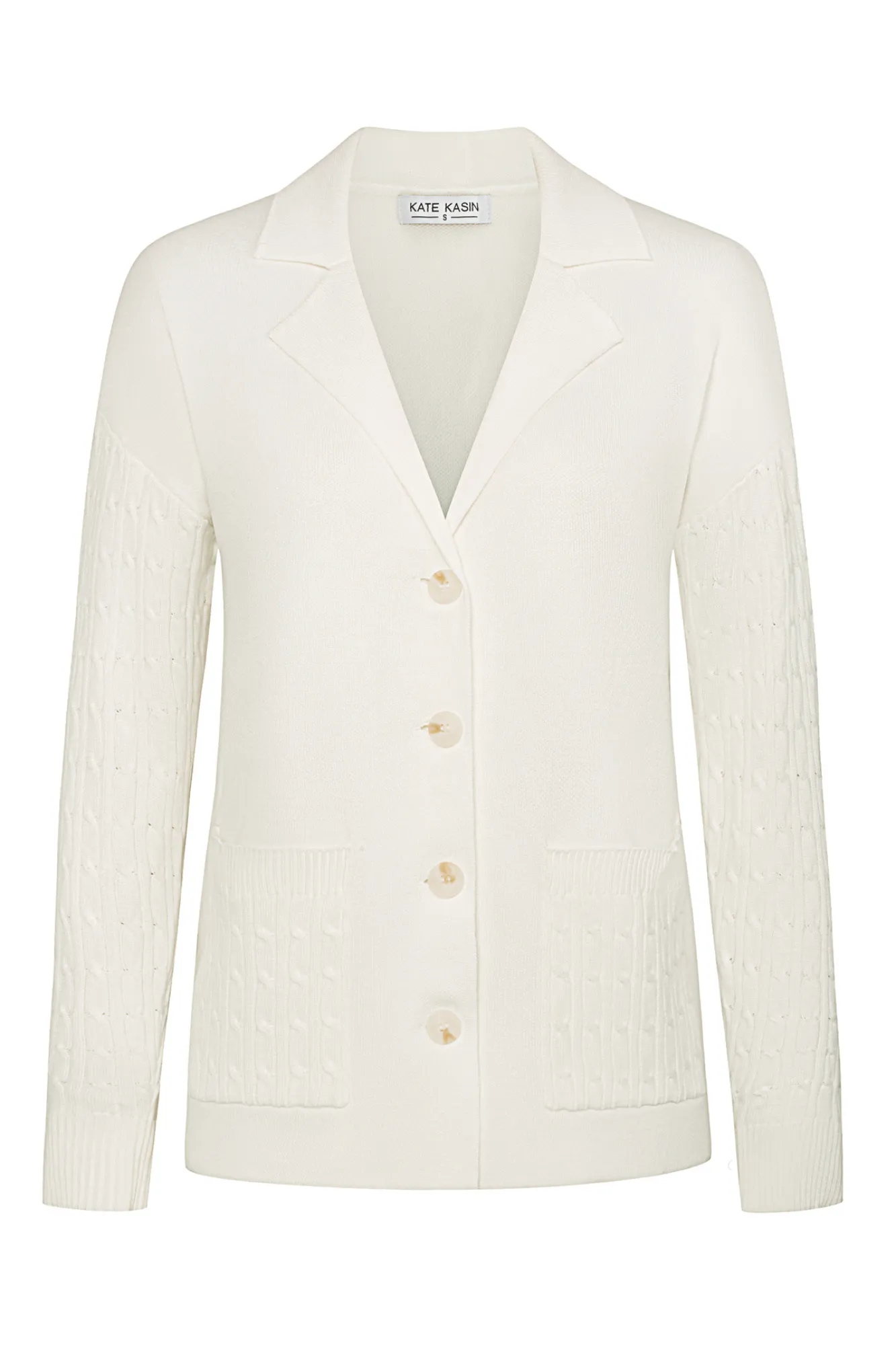 KK Women Notch Lapel Cardigan Dropped Shoulder V-Neck Sweater Knitwear