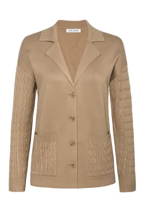 KK Women Notch Lapel Cardigan Dropped Shoulder V-Neck Sweater Knitwear