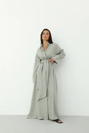 Linen Wrap Dress - Spring Rain