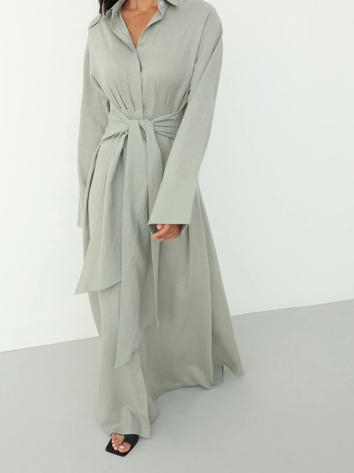 Linen Wrap Dress - Spring Rain