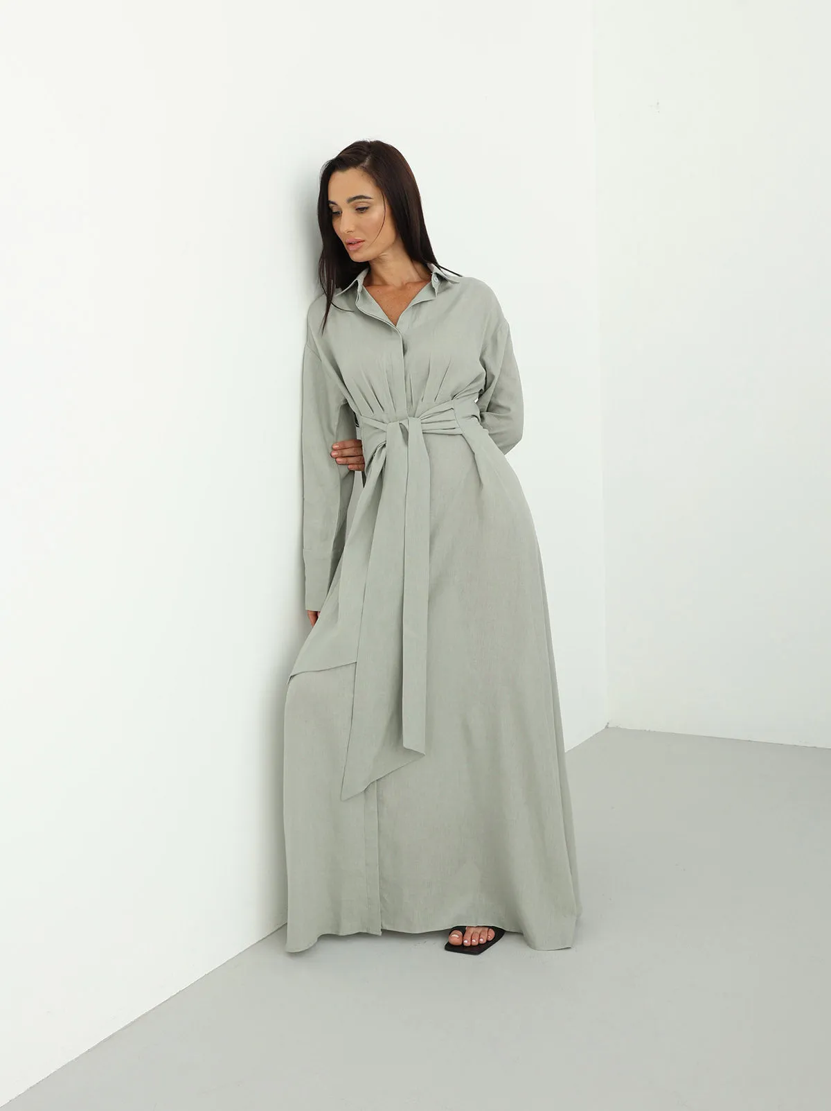 Linen Wrap Dress - Spring Rain