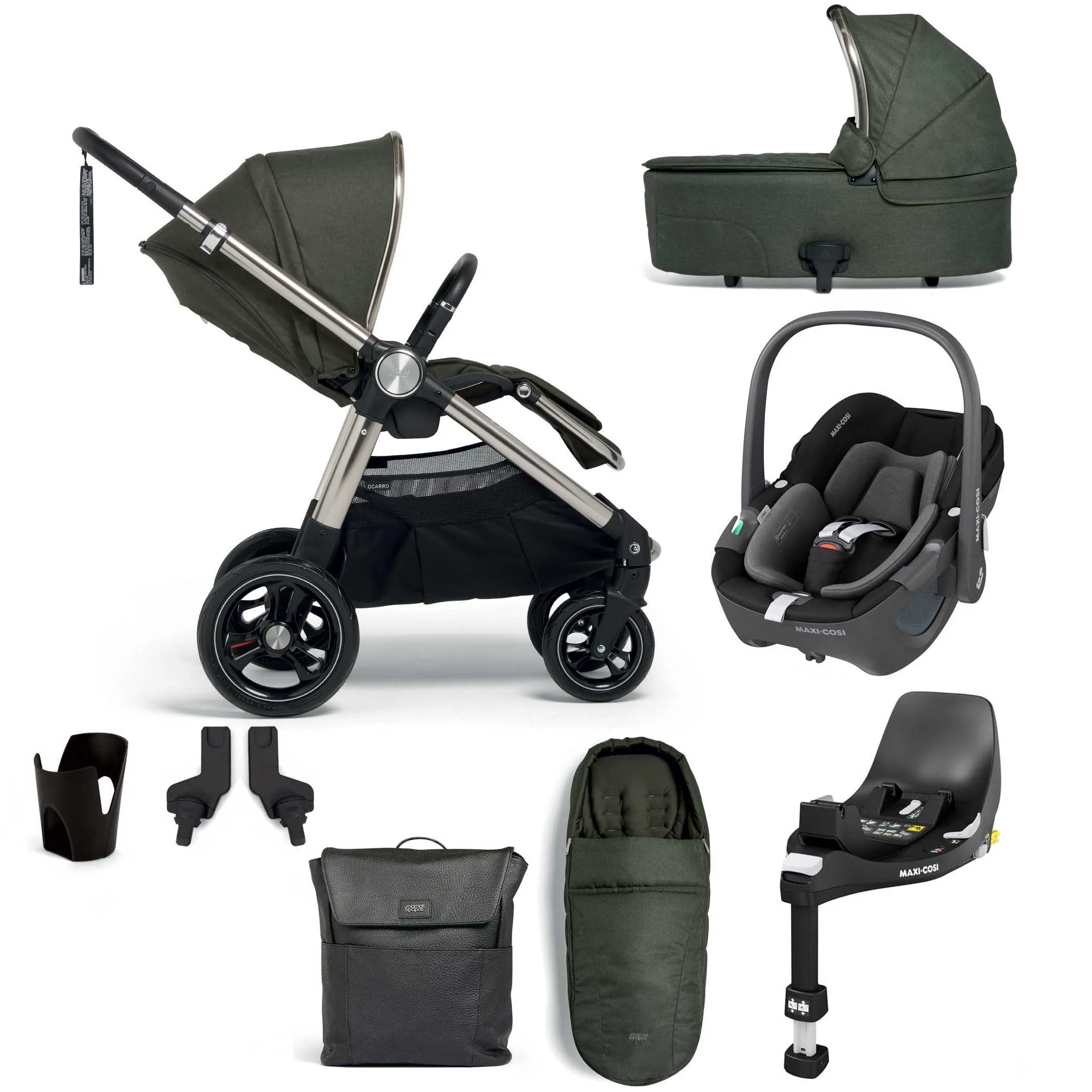 Mamas & Papas Ocarro Complete 8-Piece Maxi Cosi Bundle in Hunter Green