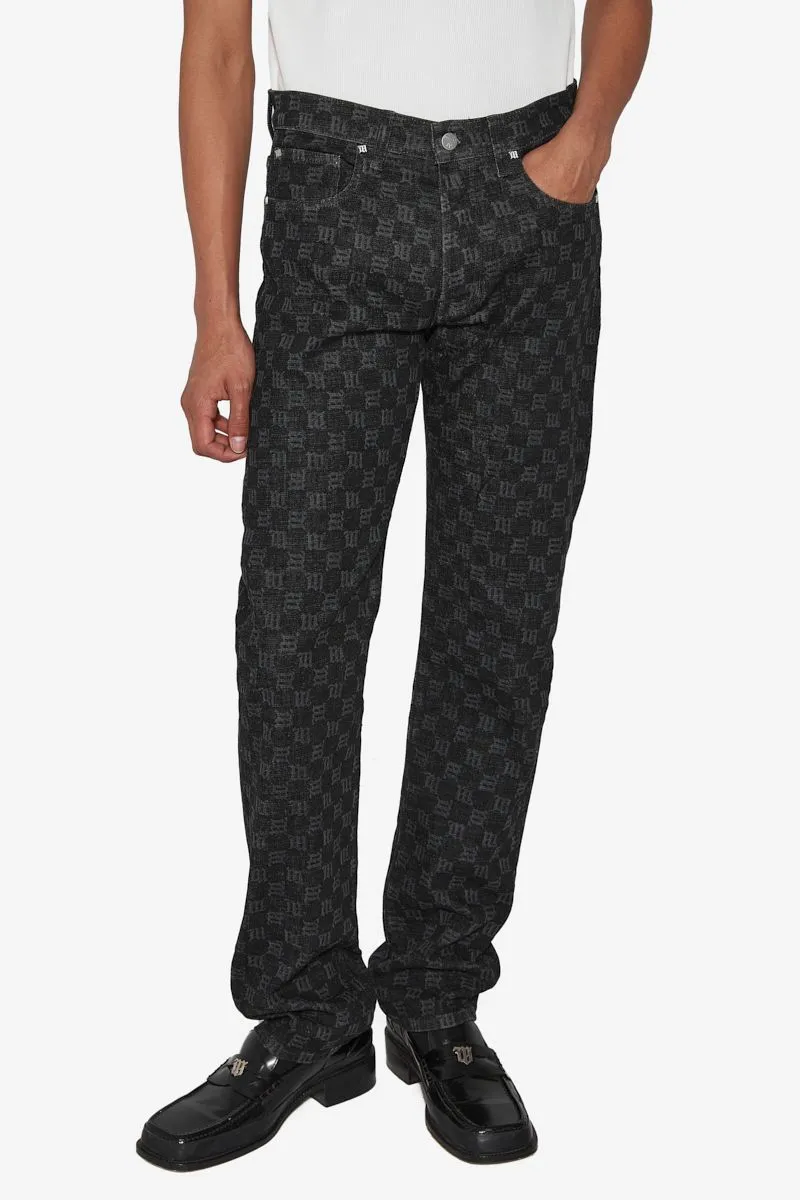 Monogram Denim Trousers Black