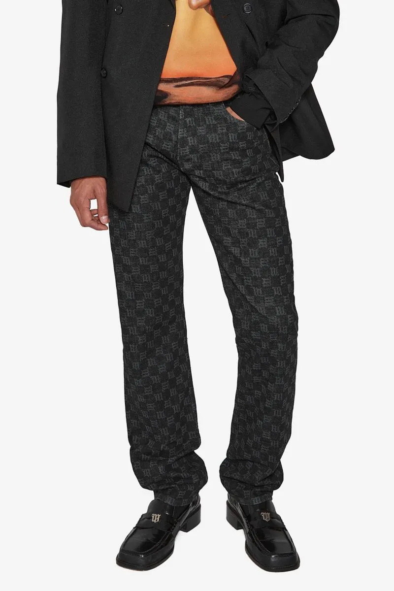 Monogram Denim Trousers Black