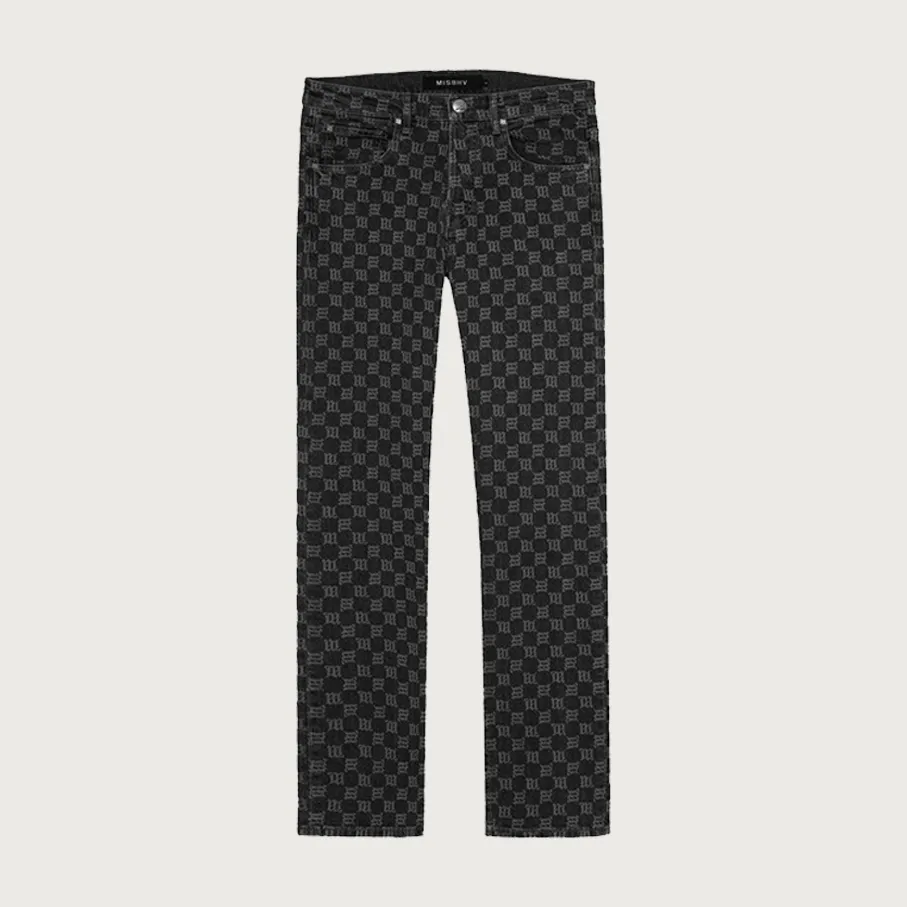 Monogram Denim Trousers Black