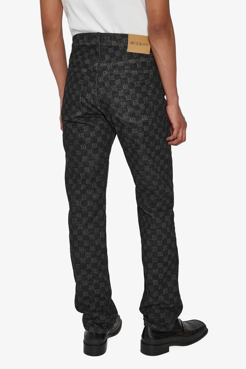 Monogram Denim Trousers Black