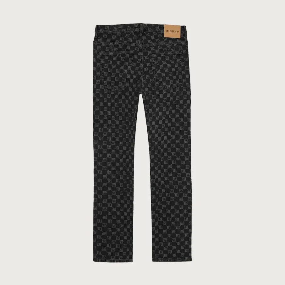 Monogram Denim Trousers Black
