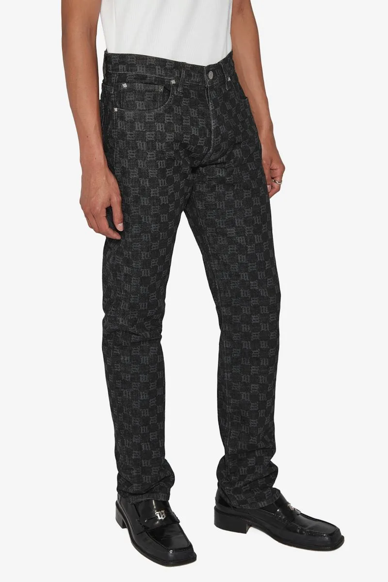 Monogram Denim Trousers Black