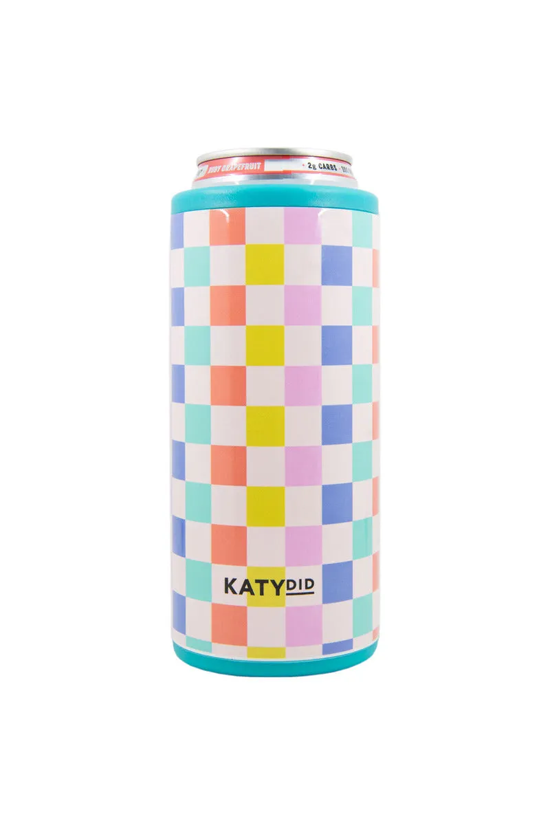 Multicolored Checkered Can Cooler Tumbler