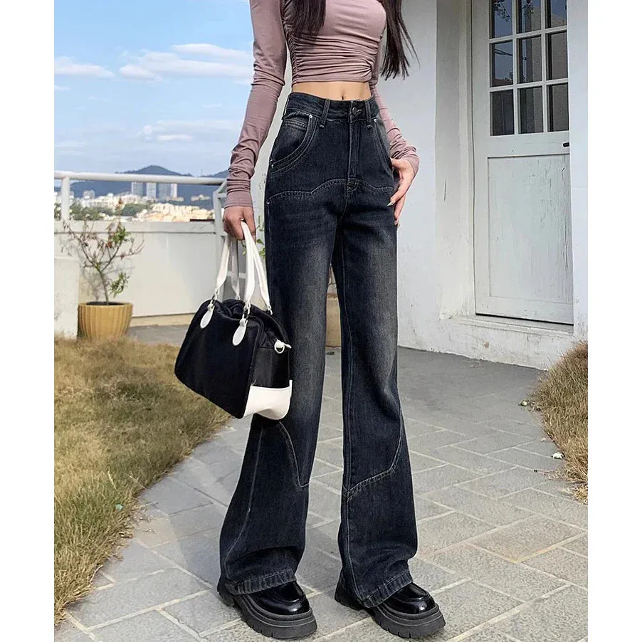 Pantalones Vaqueros Mujeres 2024 Nuevo Sentido Suelta Delgada Acampanados Jeans