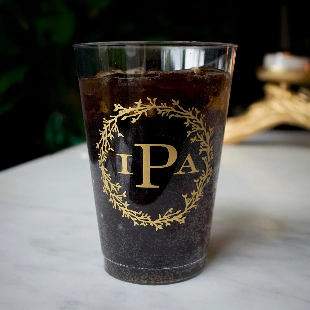 Personalized Wreath Monogram Hard Plastic Cups