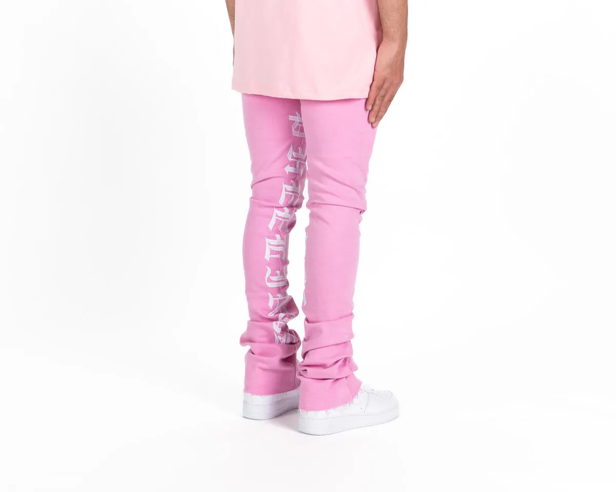 Pheelings AGAINST ALL ODDS FLARE STACK DENIM (PINK/WHITE)