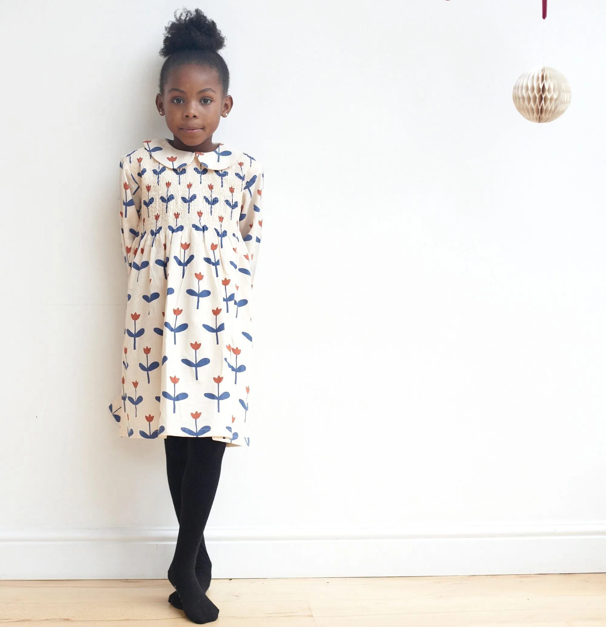 Pigeon Organics - Blue, tulip print, smock dress,