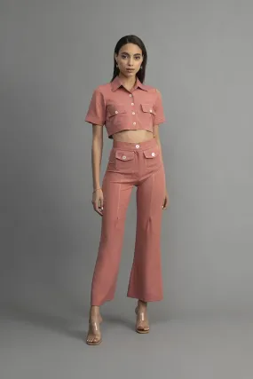 Pink Contrast Stitching Co-Ord